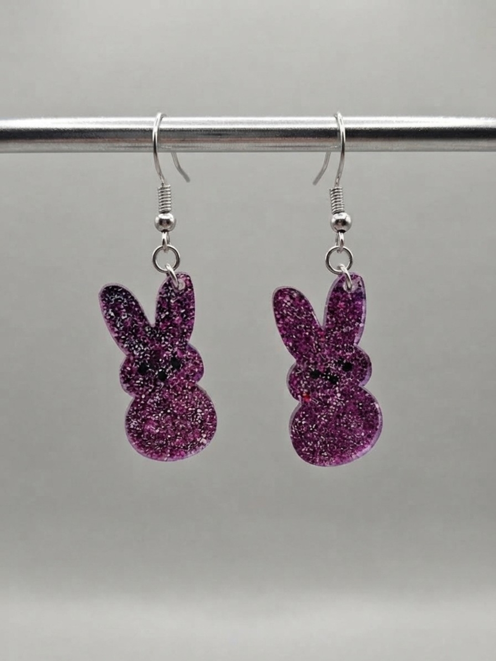NEW Handmade Pink Glitter Peeps Earrings  (0374)